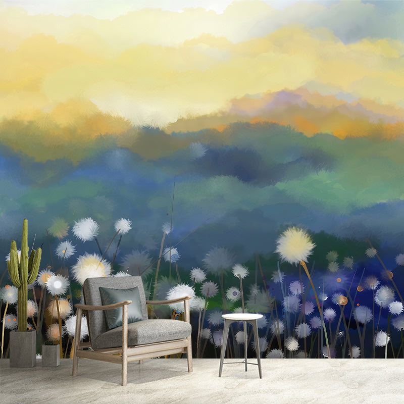 Field of Dandelion Mural Decal Contemporary Waterproof Living Room Wall Art, Customized Size Clearhalo 'Wall Decor' 'Wall Mural' 1209259