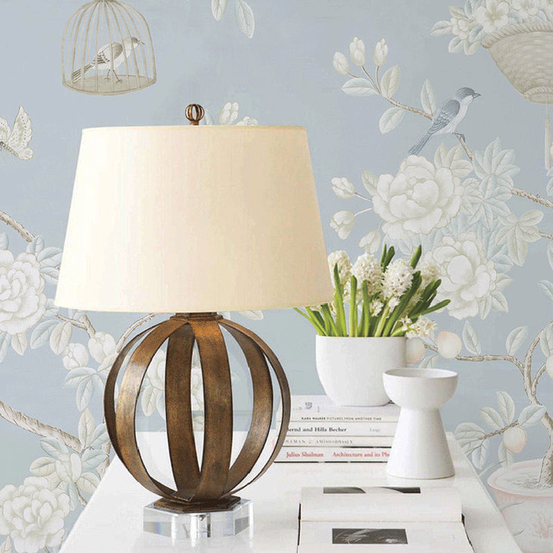 Non-Woven Washable Murals Modern Art Potted Fruit and Peony Painting Wall Decor for Dining Room Sky Blue Clearhalo 'Wall Decor' 'Wall Mural' 1209275