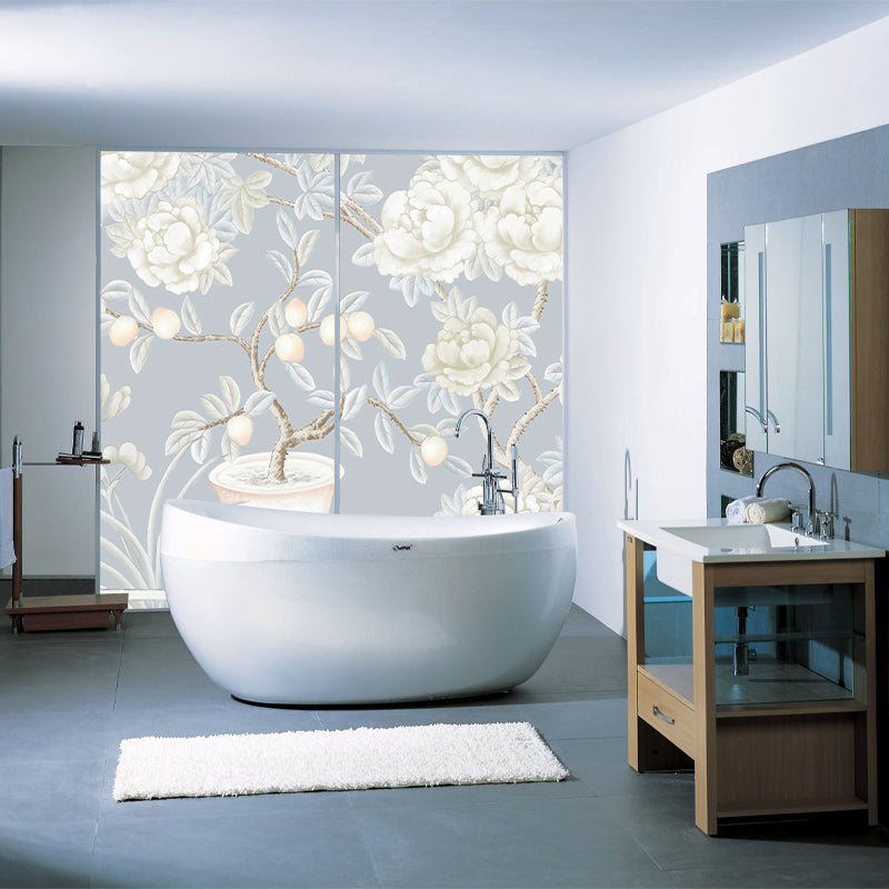 Non-Woven Washable Murals Modern Art Potted Fruit and Peony Painting Wall Decor for Dining Room Clearhalo 'Wall Decor' 'Wall Mural' 1209277