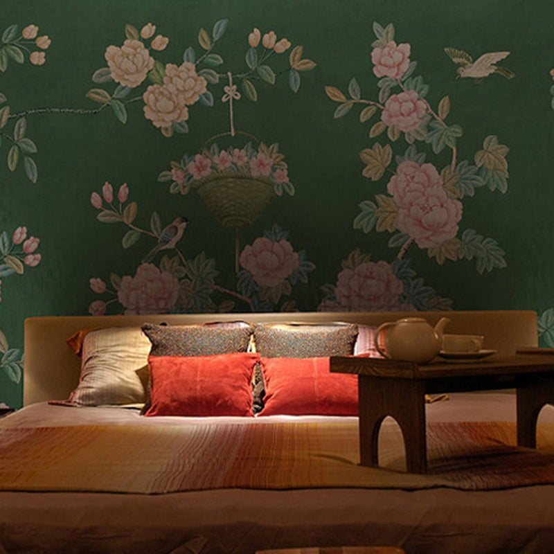 Non-Woven Washable Murals Modern Art Potted Fruit and Peony Painting Wall Decor for Dining Room Clearhalo 'Wall Decor' 'Wall Mural' 1209280