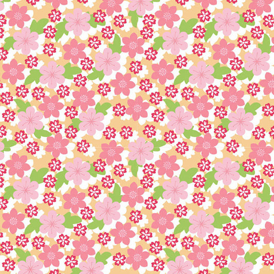 Contemporary Florets Wall Murals in Pink and Green Bedroom Wall Covering, Made to Measure Clearhalo 'Wall Decor' 'Wall Mural' 1209600