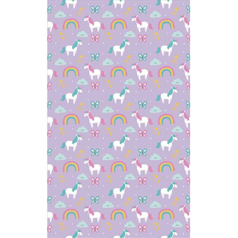 Cartoon Pony Printed Wallpaper Murals Purple-Green Stain Resistant Wall Art for Home Clearhalo 'Wall Decor' 'Wall Mural' 1209667