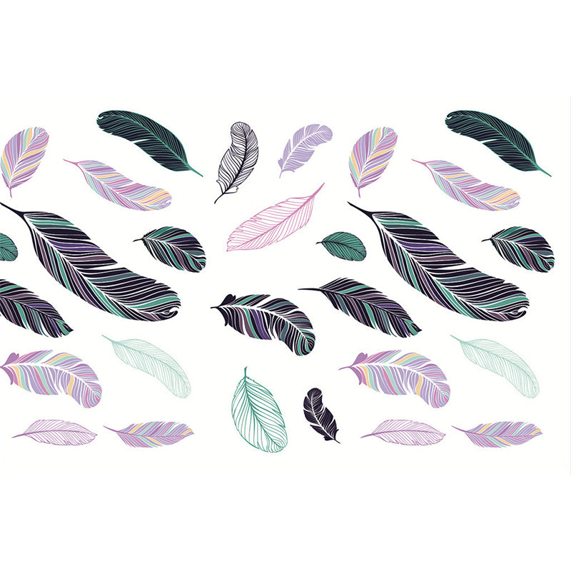 Feathers Pattern Murals Contemporary Waterproofing Home Wall Covering, Personalised Size Clearhalo 'Wall Decor' 'Wall Mural' 1209847
