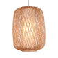 Asian Stylish Hand-Knitted Hanging Lighting with Cylinder Shade Bamboo 1 Light Living Room Pendant Lamp in Beige Clearhalo 'Ceiling Lights' 'Pendant Lights' 'Pendants' Lighting' 121048