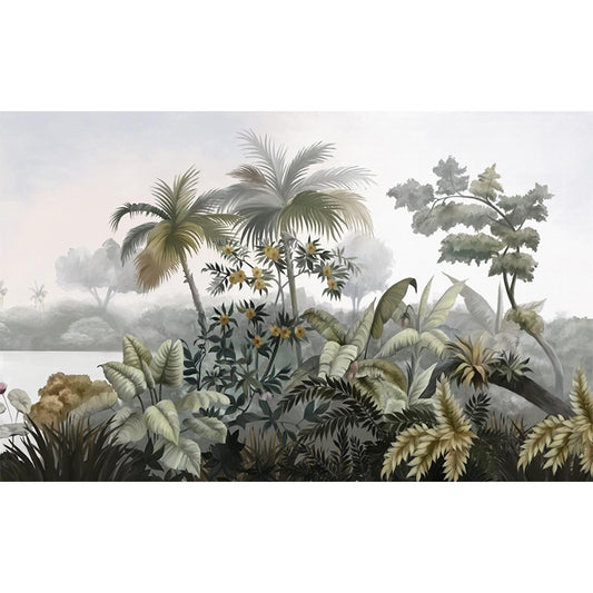 Tropical Plant Island Wall Mural Decal Green Water Resistant Wall Art for Living Room Clearhalo 'Wall Decor' 'Wall Mural' 1211517