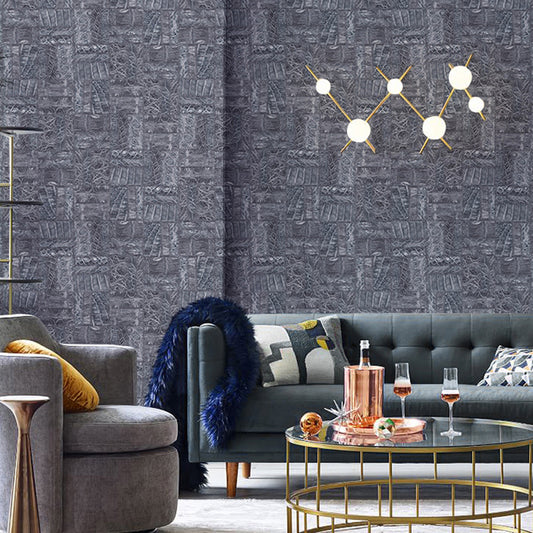 57.1-sq ft Brick Look Wallpaper Roll Dark-Color PVC Wall Art for Living Room Decoration Pewter Clearhalo 'Industrial wall decor' 'Industrial' 'Wallpaper' Wall Decor' 1211774
