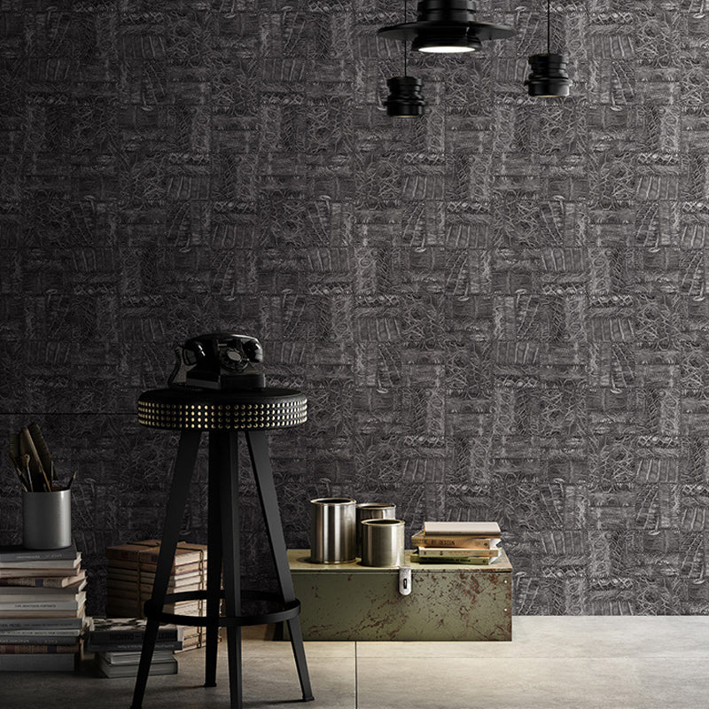 57.1-sq ft Brick Look Wallpaper Roll Dark-Color PVC Wall Art for Living Room Decoration Dark Gray Clearhalo 'Industrial wall decor' 'Industrial' 'Wallpaper' Wall Decor' 1211777