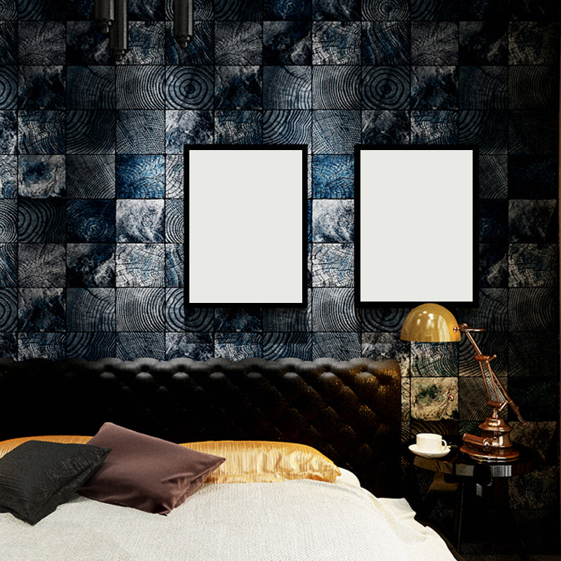 Checkered Wood Look Wallpaper Dark Color Industrial Wall Covering for Living Room Clearhalo 'Industrial wall decor' 'Industrial' 'Wallpaper' Wall Decor' 1211788