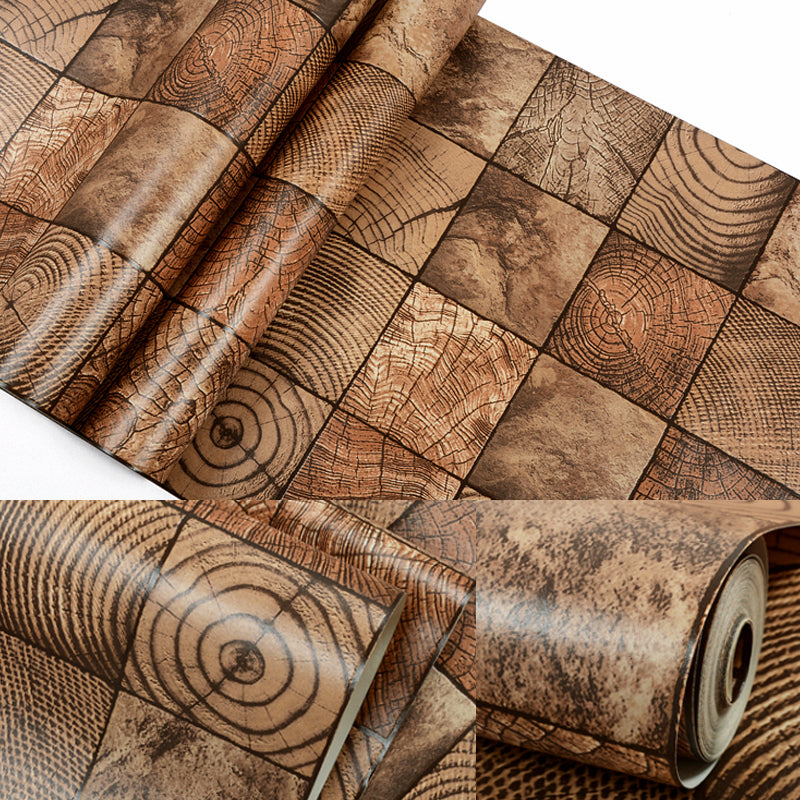 Checkered Wood Look Wallpaper Dark Color Industrial Wall Covering for Living Room Clearhalo 'Industrial wall decor' 'Industrial' 'Wallpaper' Wall Decor' 1211793