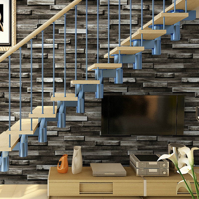 57.1-sq ft Brick-and-Mortar Wallpaper Dark Color Non-Woven Fabric Wall Decor, Moisture Resistant Clearhalo 'Industrial wall decor' 'Industrial' 'Wallpaper' Wall Decor' 1211829