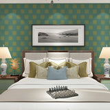 Soft Color Squares Wallpaper Roll Moisture Resistant Modern Living Room Wall Decor Green