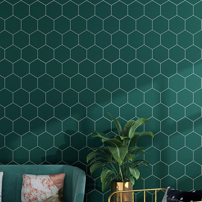 Peel and Stick Honeycomb Wallpaper Green Modernist Wall Art for Kitchen, Easy to Remove Green Clearhalo 'Modern wall decor' 'Modern' 'Wallpaper' Wall Decor' 1211896