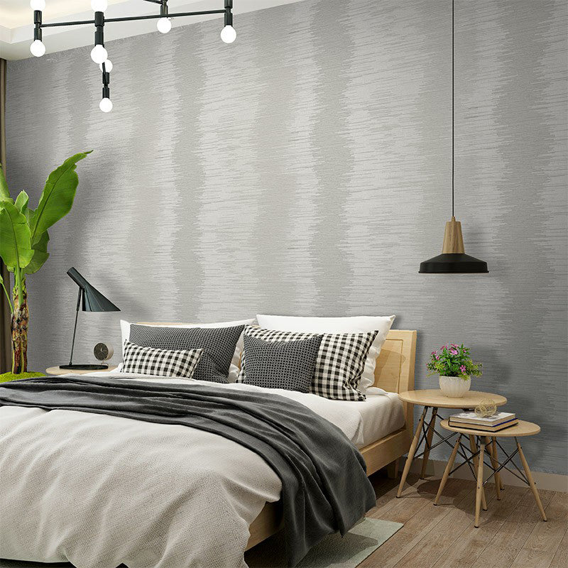 Brushed Metal Effect Wallpaper Simple Moisture-Resistant Bedroom Wall Covering in Smoke Grey Clearhalo 'Modern wall decor' 'Modern' 'Wallpaper' Wall Decor' 1211953