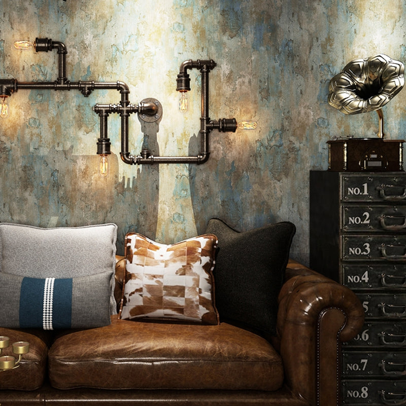 Retro Distressed Wallpaper Roll Blue Moisture Resistant Wall Art for Dining Room Antique Blue Clearhalo 'Industrial wall decor' 'Industrial' 'Wallpaper' Wall Decor' 1211994