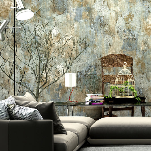Retro Distressed Wallpaper Roll Blue Moisture Resistant Wall Art for Dining Room Clearhalo 'Industrial wall decor' 'Industrial' 'Wallpaper' Wall Decor' 1211995