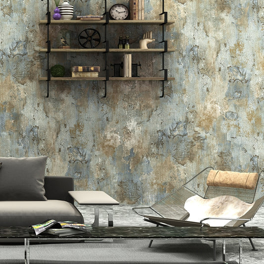Retro Distressed Wallpaper Roll Blue Moisture Resistant Wall Art for Dining Room Clearhalo 'Industrial wall decor' 'Industrial' 'Wallpaper' Wall Decor' 1211996
