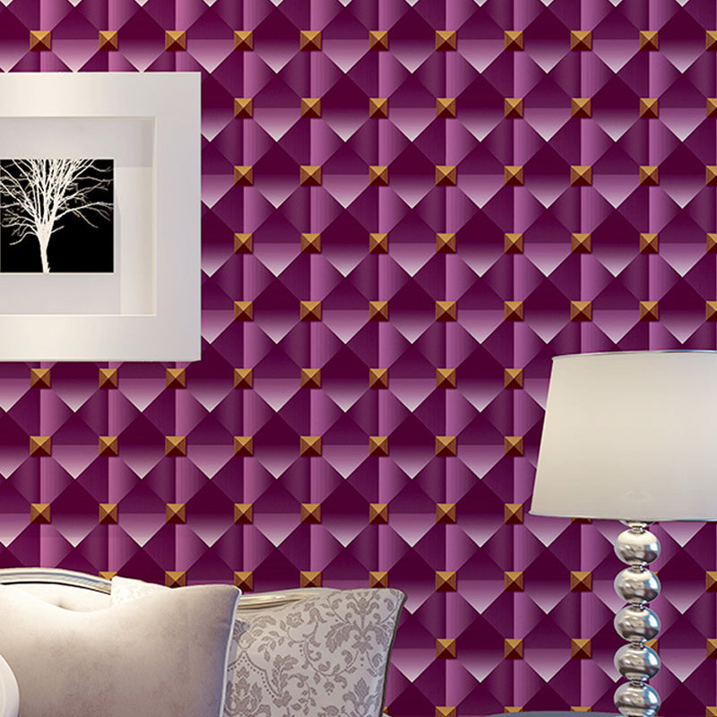 Modern Rhombus Patterned Wallpaper Dark Color Living Room Wall Decoration, Non-Pasted Purple-Red Clearhalo 'Wall Decor' 'Wallpaper' 1212040