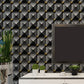 Modern Rhombus Patterned Wallpaper Dark Color Living Room Wall Decoration, Non-Pasted Black-Gray Clearhalo 'Wall Decor' 'Wallpaper' 1212043