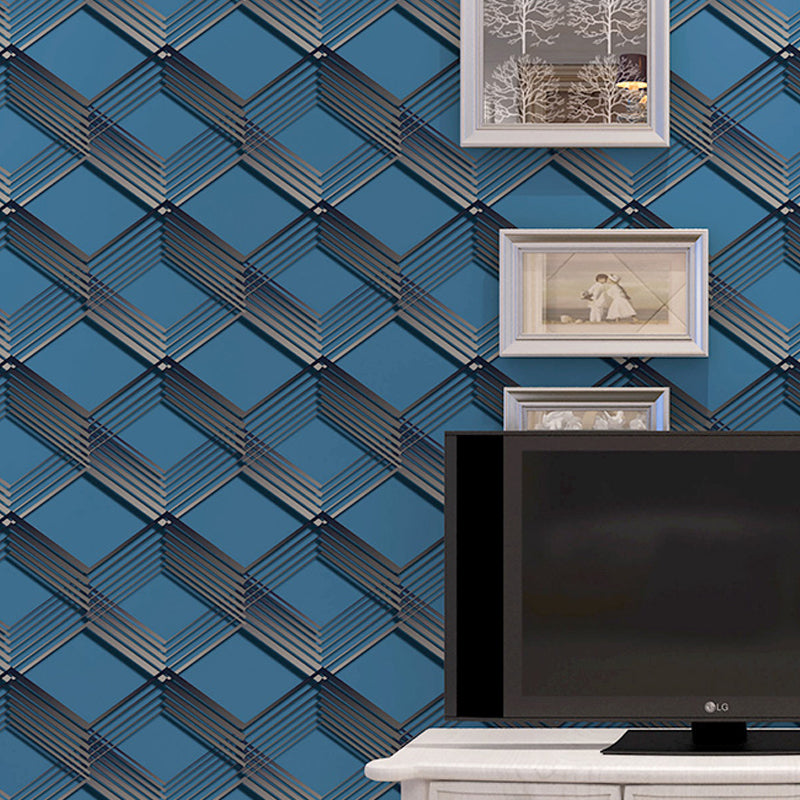 Dark Color Novelty Wallpaper Roll 57.1-sq ft 3D Cubes Wall Covering for Living Room Blue-Black Clearhalo 'Wall Decor' 'Wallpaper' 1212056