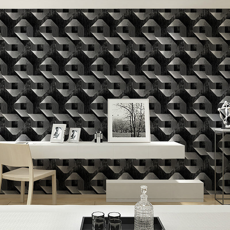 Twisted Belt Pattern Wallpaper Roll Dark Color Novelty Wall Decor for Living Room Black-Gray Clearhalo 'Wall Decor' 'Wallpaper' 1212083