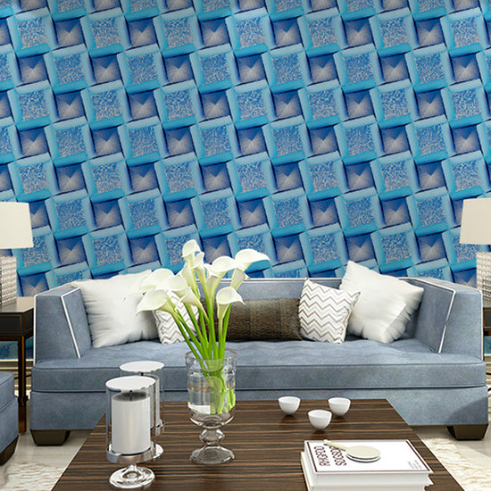 Squares Geometric Wallpaper Mid Century 3D Embossed Wall Art in Dark ...