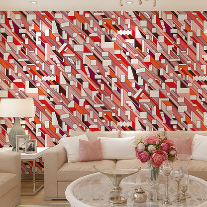 Mid-Century Geometric Wallpaper Bridge Color Moisture Resistant Wall Art for Home Decor Red Clearhalo 'Wall Decor' 'Wallpaper' 1212163