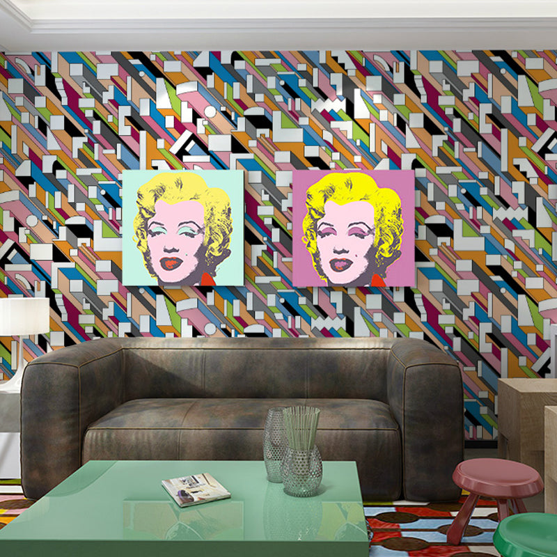 Mid-Century Geometric Wallpaper Bridge Color Moisture Resistant Wall Art for Home Decor Green Clearhalo 'Wall Decor' 'Wallpaper' 1212166