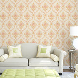 European Medallion Wallpaper Roll Pastel Color Flower Wall Covering for Living Room Clearhalo 'Vintage wall decor' 'Vintage' 'Wallpaper' Wall Decor' 1212274