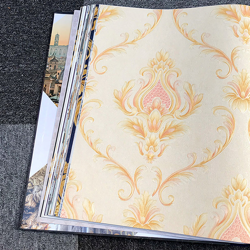 European Medallion Wallpaper Roll Pastel Color Flower Wall Covering for Living Room Clearhalo 'Vintage wall decor' 'Vintage' 'Wallpaper' Wall Decor' 1212275