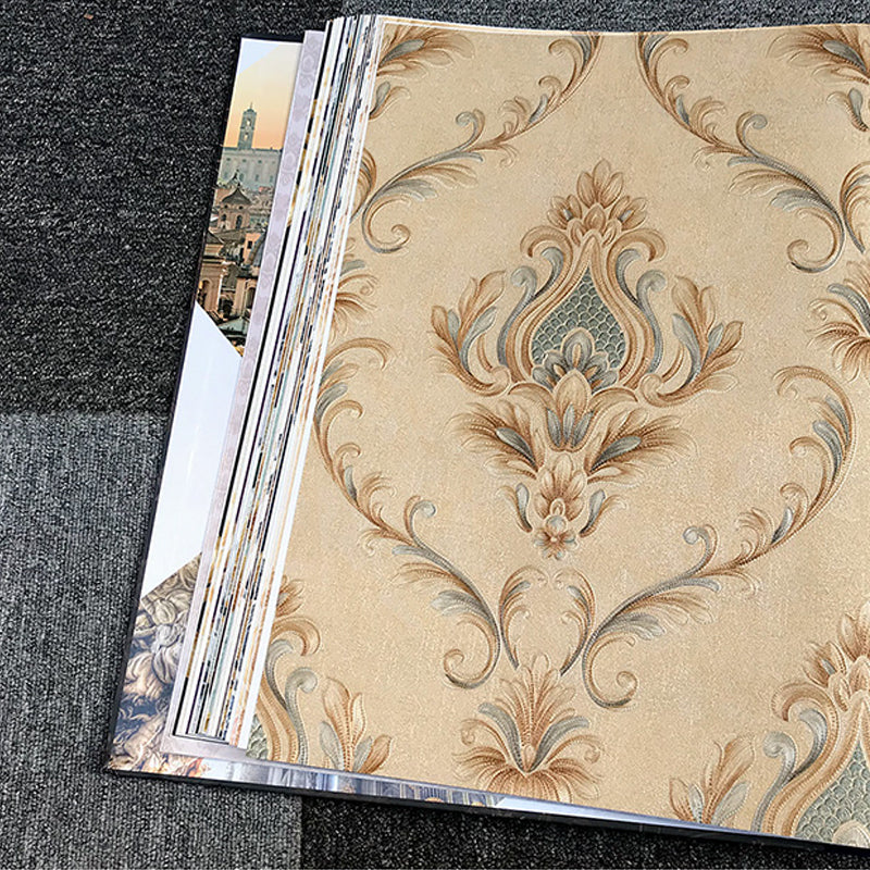 European Medallion Wallpaper Roll Pastel Color Flower Wall Covering for Living Room Clearhalo 'Vintage wall decor' 'Vintage' 'Wallpaper' Wall Decor' 1212278