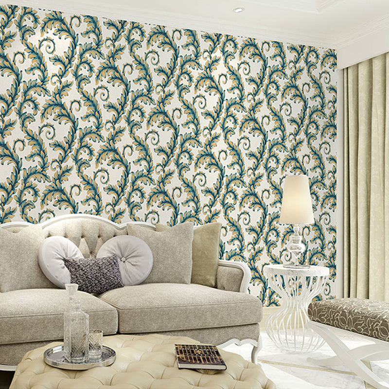 57.1-sq ft Damask Wallpaper Retro Leaf Print Wall Covering in Dark Color for Accent Wall Clearhalo 'Vintage wall decor' 'Vintage' 'Wallpaper' Wall Decor' 1212300
