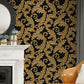 57.1-sq ft Damask Wallpaper Retro Leaf Print Wall Covering in Dark Color for Accent Wall Clearhalo 'Vintage wall decor' 'Vintage' 'Wallpaper' Wall Decor' 1212304