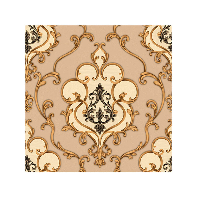Scroll Flower Wallpaper Roll Antique Style 3D Embossed Fabric Wall Art in Dark Color Clearhalo 'Vintage wall decor' 'Vintage' 'Wallpaper' Wall Decor' 1212317