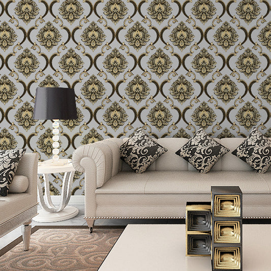 Glam Medallion Patterned Wallpaper for Dining Room 33' L x 20.5" W Wall Decor in Pastel Color Grey Clearhalo 'Vintage wall decor' 'Vintage' 'Wallpaper' Wall Decor' 1212332