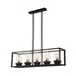 Rectangle Cage Clear Glass Hanging Pendant Retro Industrial 4/5-Light Kitchen Island Light Fixture Clearhalo 'Ceiling Lights' 'Chandeliers' 'Glass shade' 'Glass' 'Island Lights' Lighting' 1212474