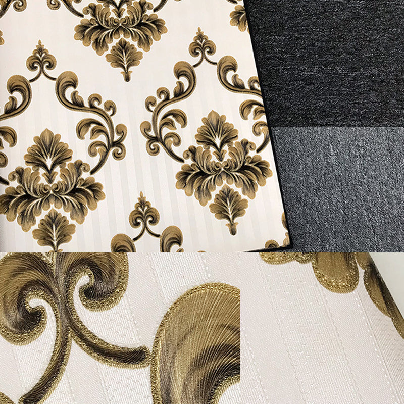 Dark Color Damask Wallpaper Roll Non-Pasted Retro Style Living Room Wall Decoration Clearhalo 'Vintage wall decor' 'Vintage' 'Wallpaper' Wall Decor' 1212517