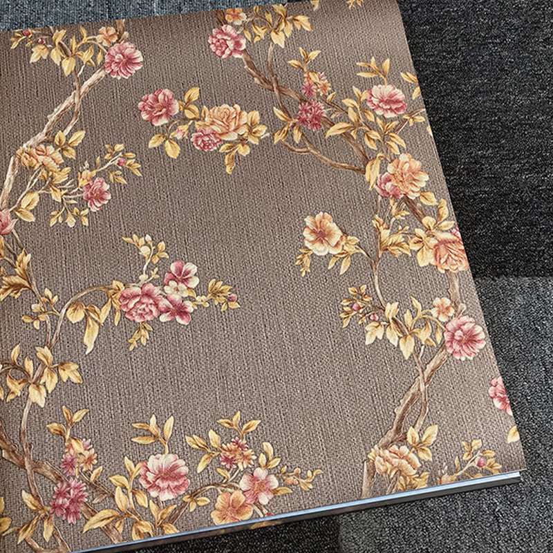 Rustic Plum Blossom Wallpaper Pastel Color Living Room Wall Decoration, Size Optional Clearhalo 'Country wall decor' 'Rustic' 'Wallpaper' Wall Decor' 1212720