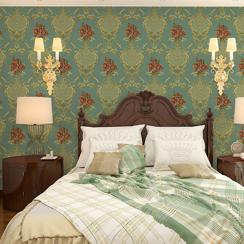 Washable Wallpaper Rural PVC Wall Covering with Blooming Peony Pattern, Unpasted Clearhalo 'Country wall decor' 'Rustic' 'Wallpaper' Wall Decor' 1212755