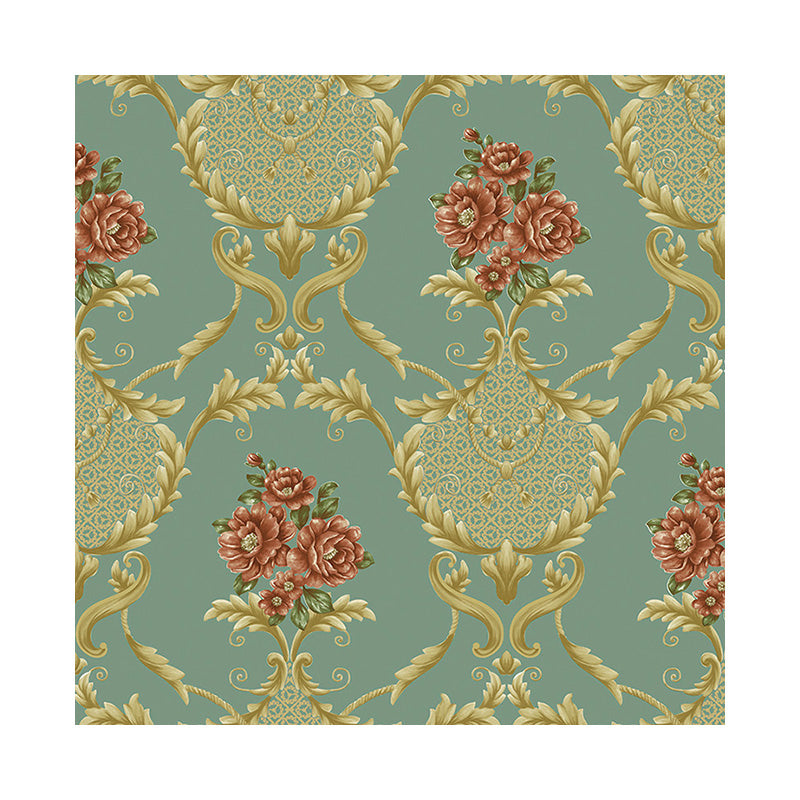 Washable Wallpaper Rural PVC Wall Covering with Blooming Peony Pattern, Unpasted Clearhalo 'Country wall decor' 'Rustic' 'Wallpaper' Wall Decor' 1212756