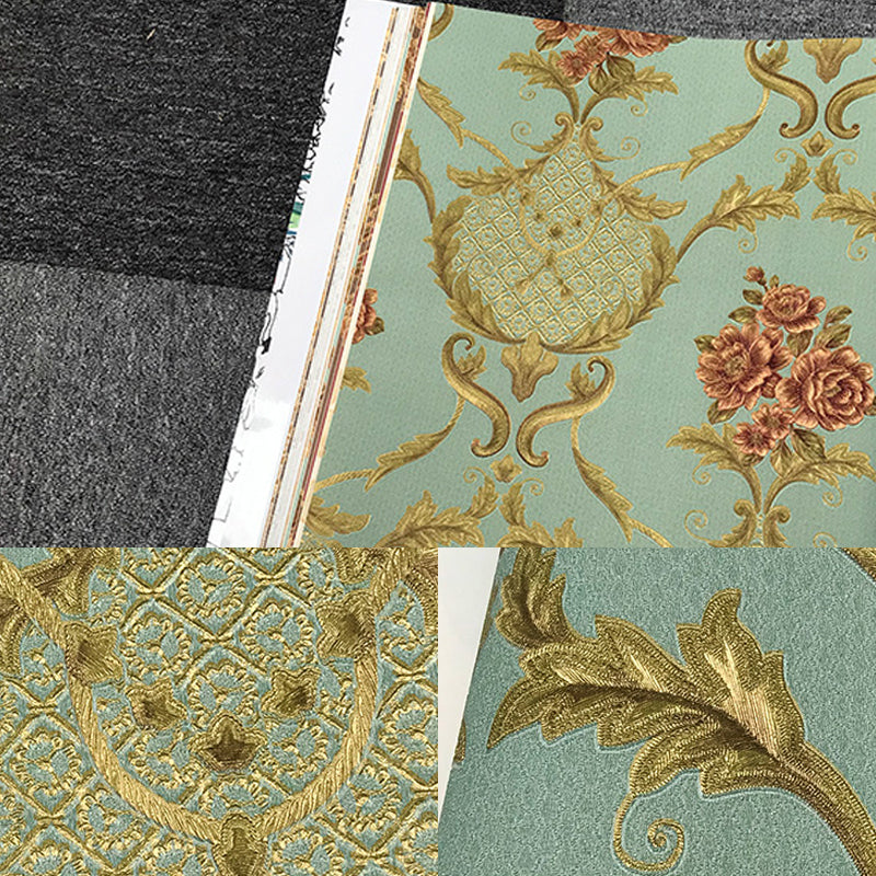 Washable Wallpaper Rural PVC Wall Covering with Blooming Peony Pattern, Unpasted Clearhalo 'Country wall decor' 'Rustic' 'Wallpaper' Wall Decor' 1212757