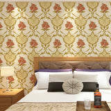 Washable Wallpaper Rural PVC Wall Covering with Blooming Peony Pattern, Unpasted Clearhalo 'Country wall decor' 'Rustic' 'Wallpaper' Wall Decor' 1212764