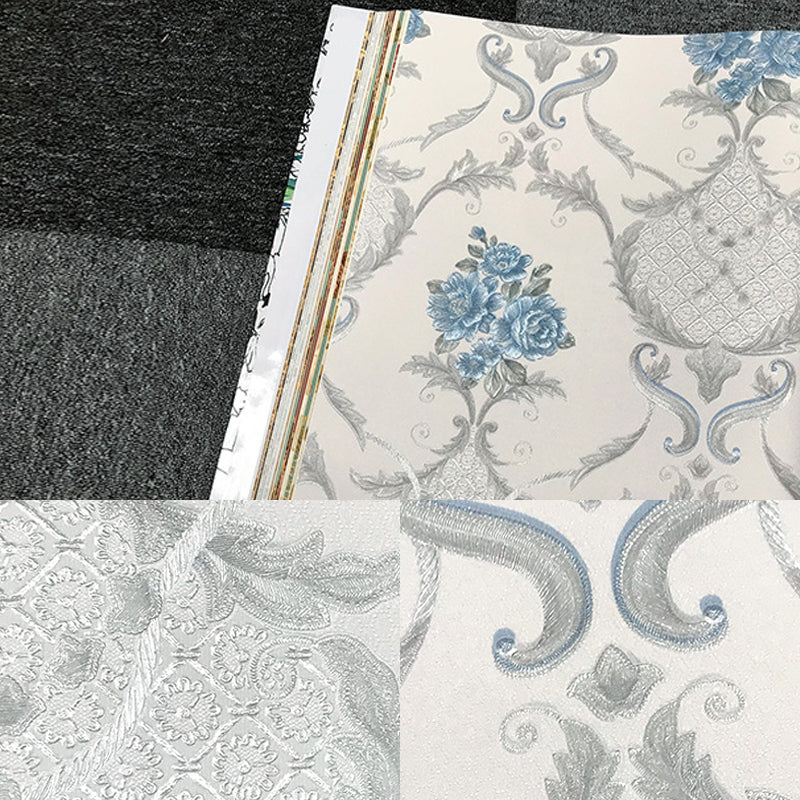 Washable Wallpaper Rural PVC Wall Covering with Blooming Peony Pattern, Unpasted Clearhalo 'Country wall decor' 'Rustic' 'Wallpaper' Wall Decor' 1212769