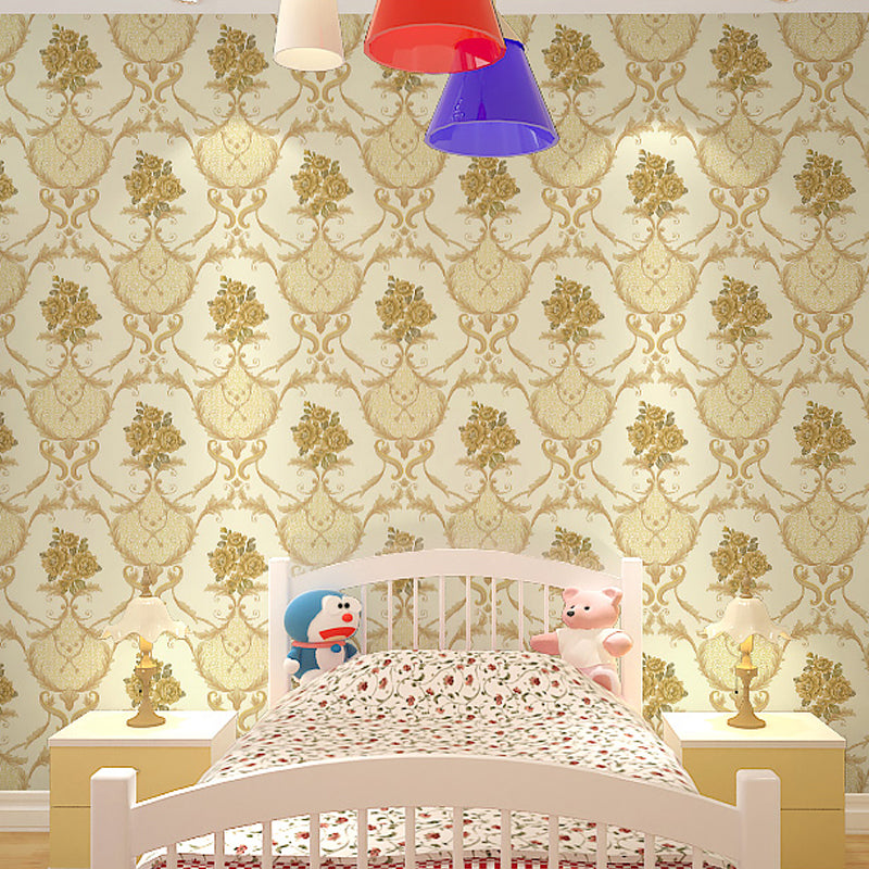 Washable Wallpaper Rural PVC Wall Covering with Blooming Peony Pattern, Unpasted Clearhalo 'Country wall decor' 'Rustic' 'Wallpaper' Wall Decor' 1212772