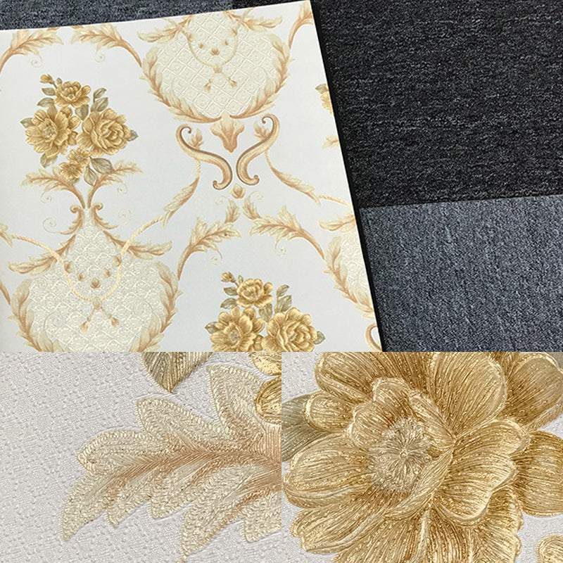 Washable Wallpaper Rural PVC Wall Covering with Blooming Peony Pattern, Unpasted Clearhalo 'Country wall decor' 'Rustic' 'Wallpaper' Wall Decor' 1212773