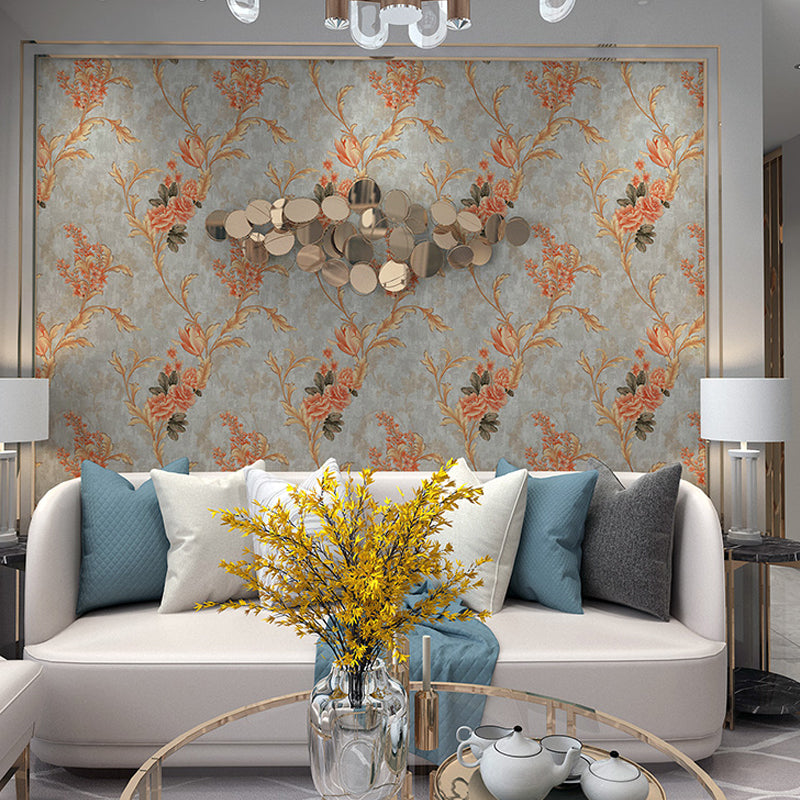 57.1-sq ft Flower Wallpaper for Bedroom Peony Branch Wall Decor in Dark Color, Moisture Resistant Clearhalo 'Country wall decor' 'Rustic' 'Wallpaper' Wall Decor' 1212801