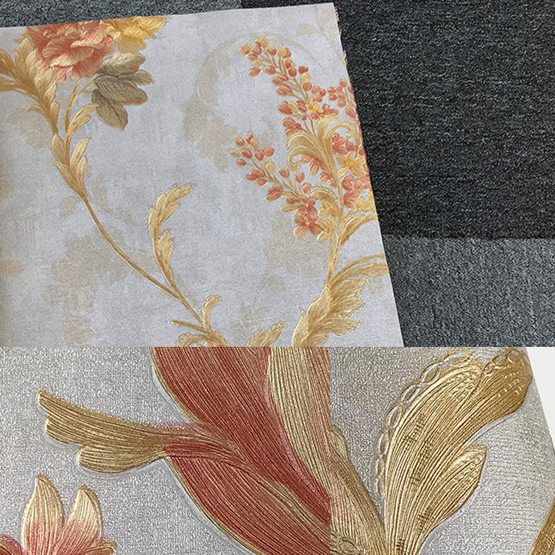 57.1-sq ft Flower Wallpaper for Bedroom Peony Branch Wall Decor in Dark Color, Moisture Resistant Clearhalo 'Country wall decor' 'Rustic' 'Wallpaper' Wall Decor' 1212802