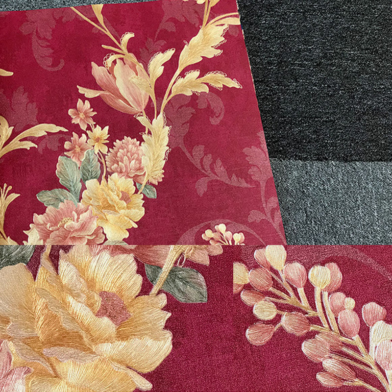 57.1-sq ft Flower Wallpaper for Bedroom Peony Branch Wall Decor in Dark Color, Moisture Resistant Clearhalo 'Country wall decor' 'Rustic' 'Wallpaper' Wall Decor' 1212806