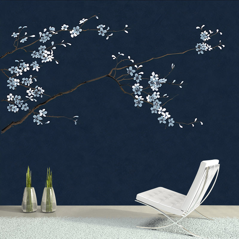 Enchanting Plum Branch Mural Decal Moisture Resistant Asian Bedroom Wall Art in Dark Color Clearhalo 'Wall Decor' 'Wall Mural' 1212855