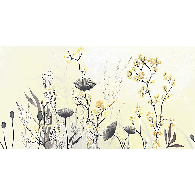 Illustration Plant Bushes Wall Murals for Dining Room in Light Color, Made to Measure Clearhalo 'Wall Decor' 'Wall Mural' 1212917