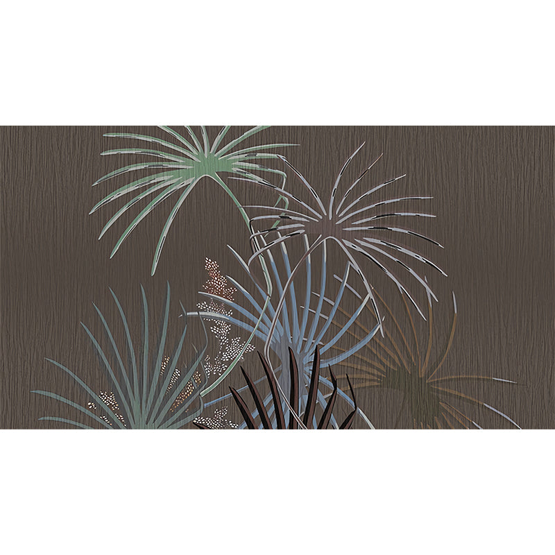 Illustration Palmetto Fan Leaf Mural Decal Full-Size Wall Covering for Living Room, Custom Print Clearhalo 'Wall Decor' 'Wall Mural' 1212960